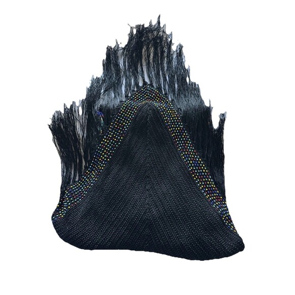 1990s Cache Crochet Dress Rainbow Beads Vintage Maxi Fringe Trim Boho Small - Picture 6 of 13